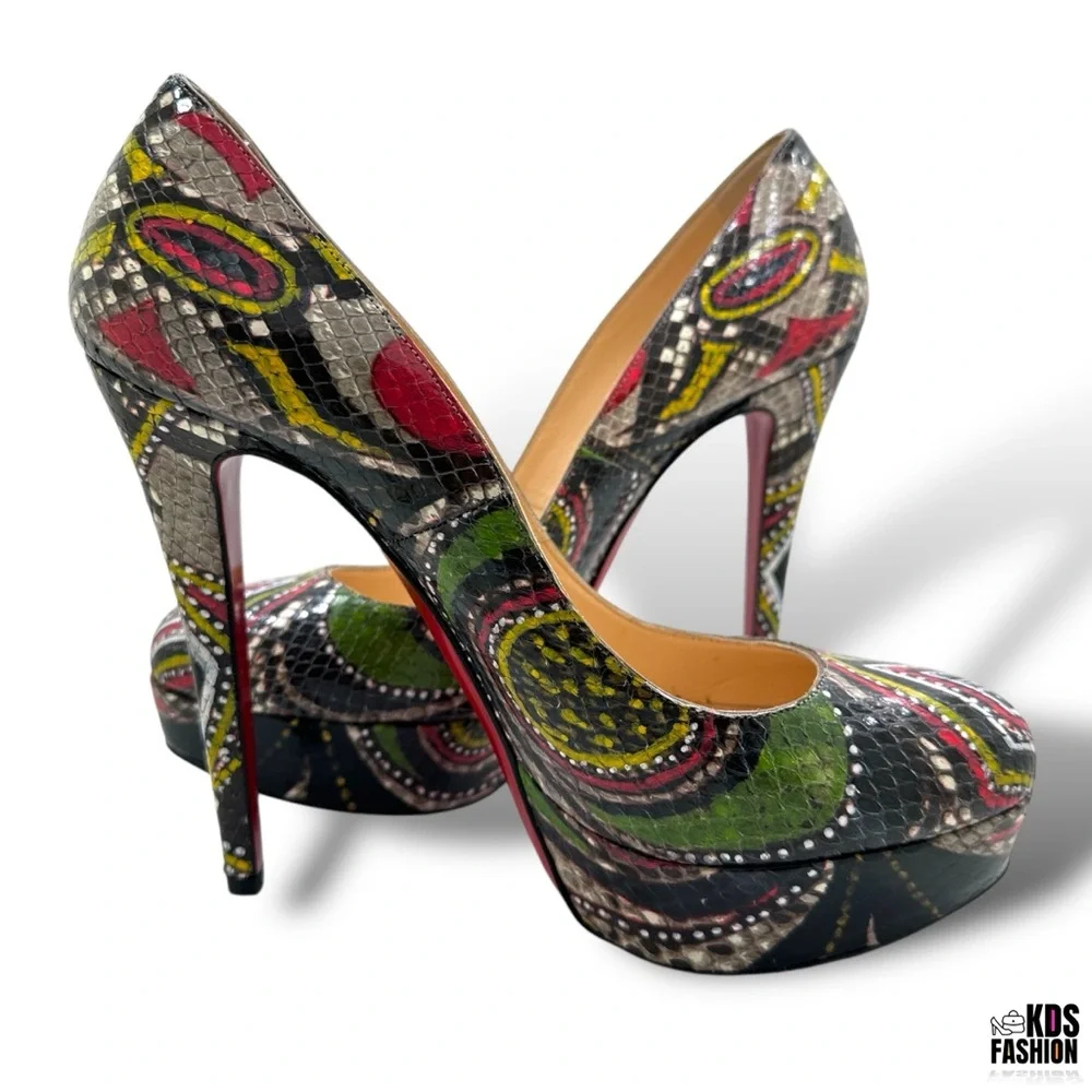 Christian Louboutin Bianca 140 Python Masai Platform Heels US 8.5 EU 39 Rare - Picture 10 of 11